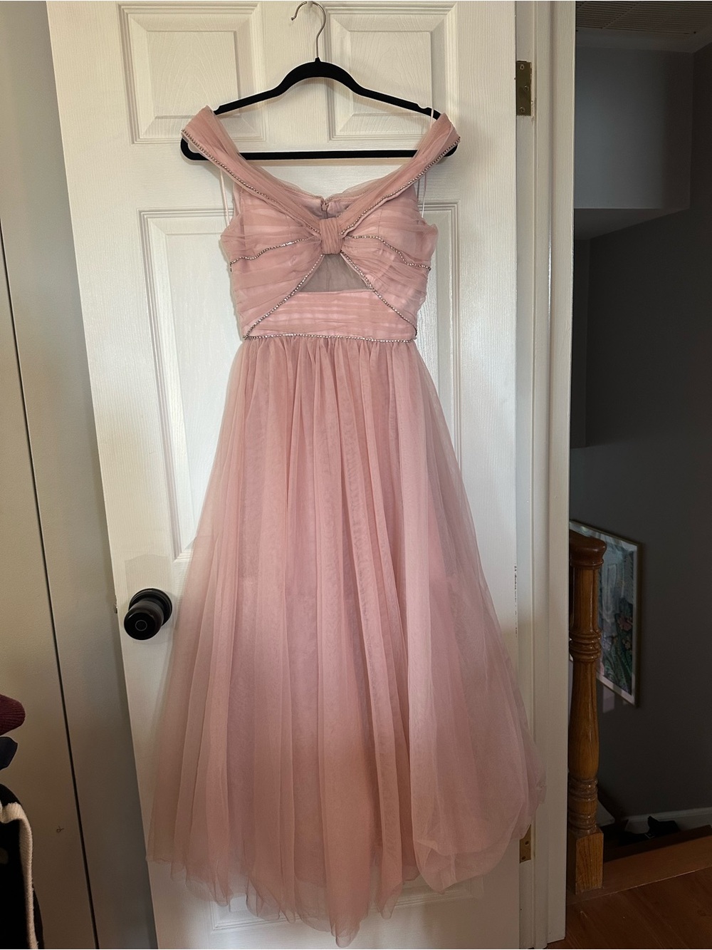 Blush Pink Midi Tulle Dress with Knot Bodice